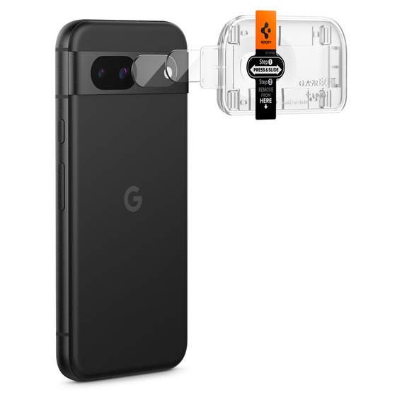 Spigen OPTIK.TR ”EZ FIT” Szkło Hartowane na Aparat do Google Pixel 8A, Czarne, 2 sztuki