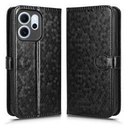 Etui z klapką do Oppo Reno 14 F / 14 FS, Wallet Rhombus, czarne