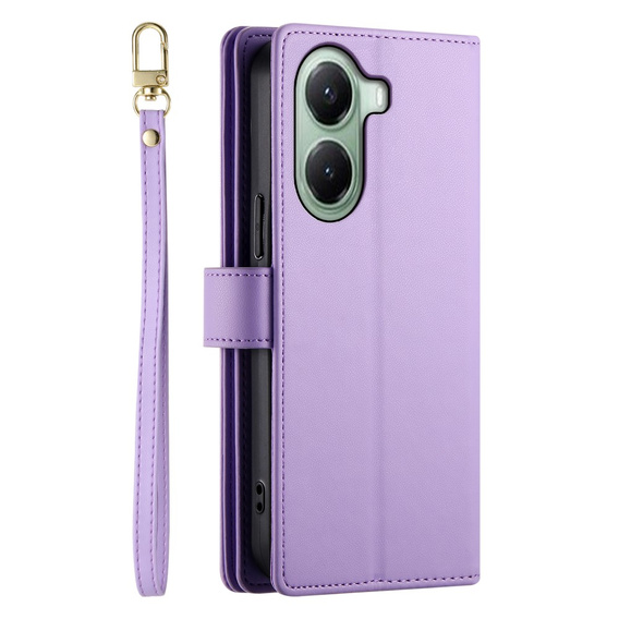 Etui z klapką do Xiaomi Poco X7 Pro 5G, Wallet Zipper Pocket, fioletowe