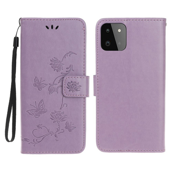 Etui z klapką do Samsung Galaxy A22 5G, Butterfly, fioletowe