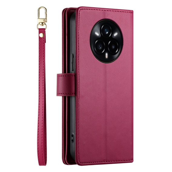 Etui z klapką do Realme 14 Pro+ 5G, Wallet Zipper Pocket, czerwone