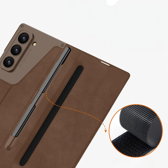 Etui portfelowe z klapką do Samsung Galaxy Z Fold 7 5G – brązowe