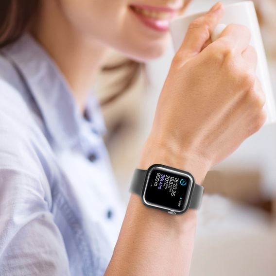 2w1 Etui + Szkło Hartowane do Apple Watch 4/5/6/SE 44mm, Czarne / Srebrne