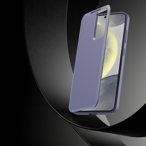 Etui z klapką do Samsung Galaxy A55 5G – fioletowe, Smart View Wallet z kieszenią na kartę