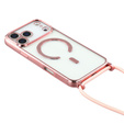 Etui do iPhone 17 Pro Max, Electro MagSafe, różowe + Smycz