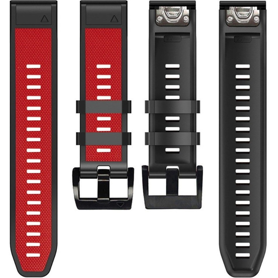 Pasek Silikonowy Quickfit 26mm do Garmin, Czerwony / Czarny