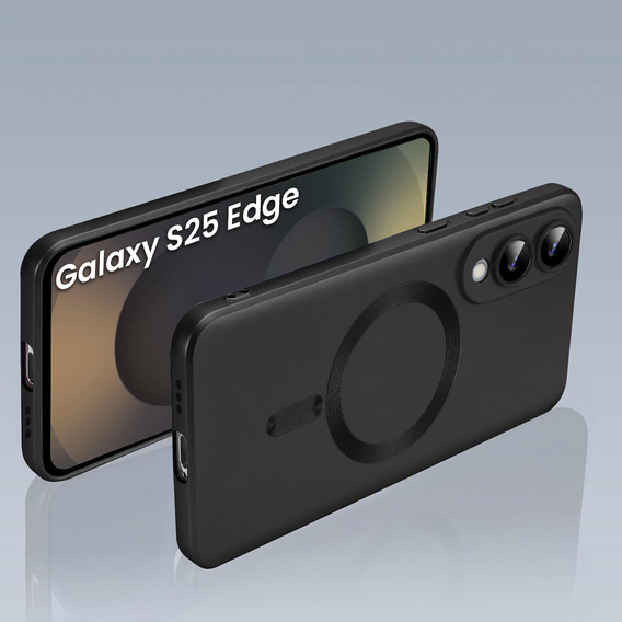 Etui do Samsung Galaxy S25 Edge, ColorMag, do MagSafe, czarne + Szkło hartowane 9H