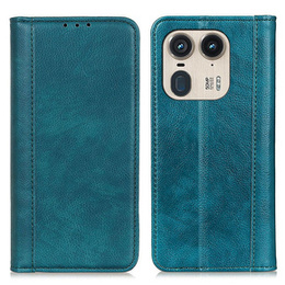 Etui z klapką do Motorola Edge 50 Ultra, Split Leather, zielone