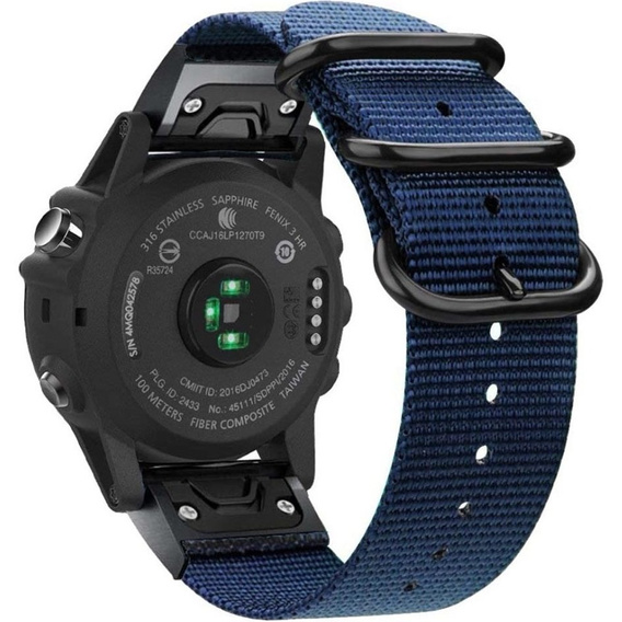 Pasek Nylonowy QuickFit 20mm do Garmin Fenix 5S/6S/7S/8 43mm, Granatowy