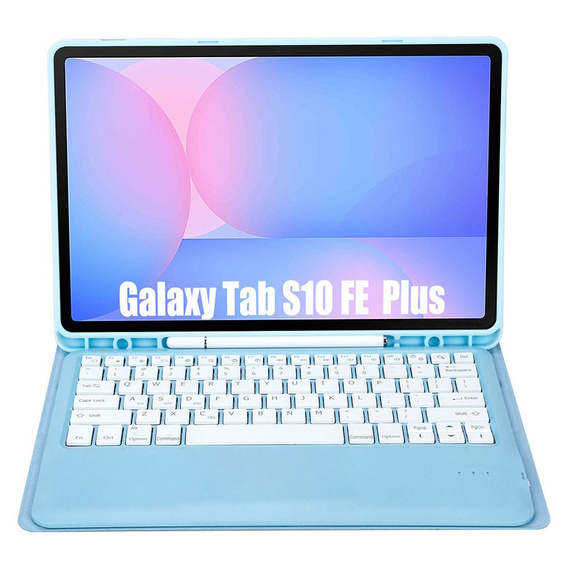 Etui z klawiaturą Bluetooth i touchpadem do Samsung Galaxy Tab S10 FE+ Plus X620/X626B – niebieskie