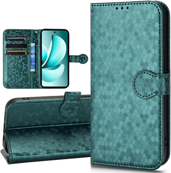 Etui z klapką do Realme C71, Wallet Rhombus, zielone