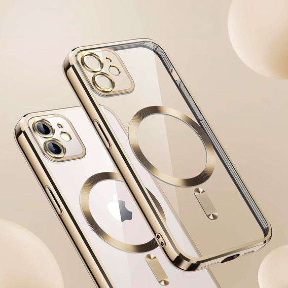 Etui do iPhone 11, Electro MagSafe, złote + Szkło na ekran