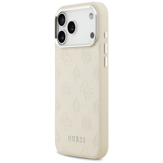 Etui GUESS do iPhone 17 Pro Max, Peony Hot Stamp Script, do MagSafe, beżowe