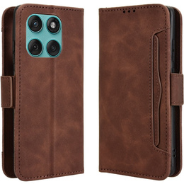 Etui z klapką do Motorola Edge 60 Fusion, Card Slot, brązowe