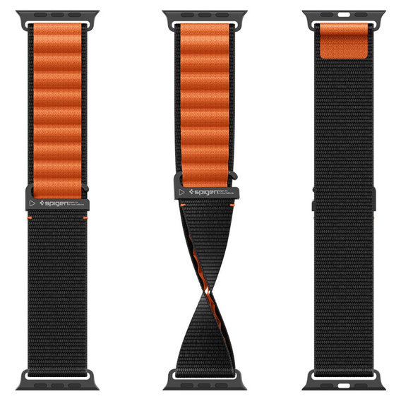 Pasek Spigen WBF1 Band do Apple Watch 8/9/10/11/SE/Ultra 1/2 (44/45/46/49 mm) – Black / Orange