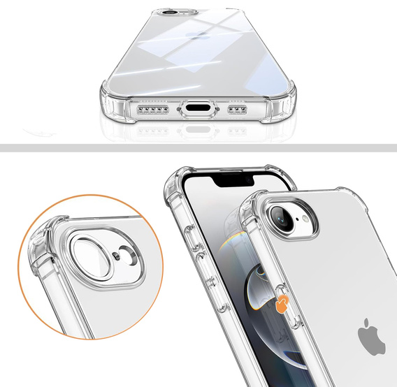 Etui do iPhone 16E, Erbord Dropproof, przezroczyste + Szkło