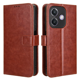 Etui z klapką do Oppo A40 / Oppo A40m, Crazy Horse Wallet, brązowe