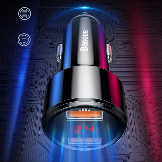 Baseus Magic LED – ładowarka samochodowa 2x USB QC 3.0 45W
