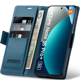 Etui do Xiaomi Redmi Note 15 Pro Plus 5G / Poco M8 Pro 5G, ERBORD Glossy Litchi, portfel z klapką, niebieskie