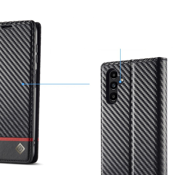 Etui z klapką do Samsung Galaxy A55, Carbon LC.IMEEKE, czarne
