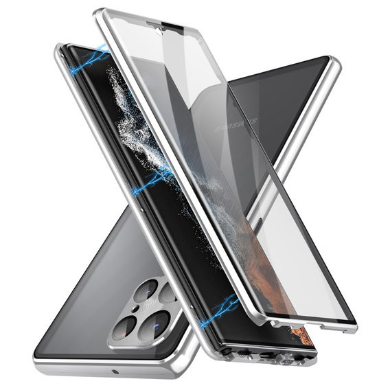 Etui Magnetic Dual Glass MagSafe do Samsung Galaxy S24 Ultra, srebrne