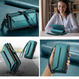 Etui CASEME do Samsung Galaxy S25 FE, RFID Leather Wallet, z paskiem na ramię, zielone