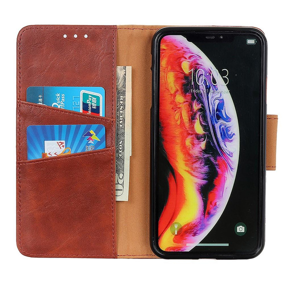 Skórzane Etui Wallet do Samsung Galaxy A50/A50S/A30S, brązowe