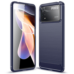 Etui do Xiaomi Poco X4 Pro 5G, Karbon, niebieskie