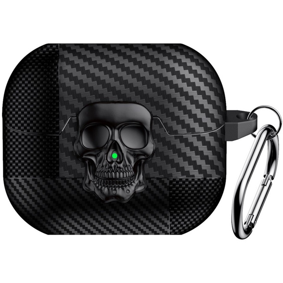 Stylowe etui TPU z motywem czaszki i karabińczykiem – Samsung Galaxy Buds 3 / 3 Pro