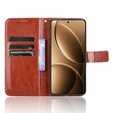 Etui z klapką do Xiaomi Poco F7 Ultra, Crazy Horse Wallet, brązowe
