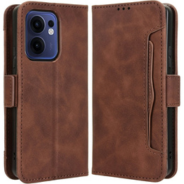 Etui z klapką do Oppo Reno 13F / Oppo Reno 13FS, Card Slot, brązowe