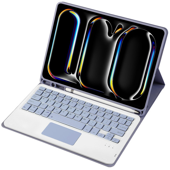 Etui z klawiaturą do iPad Pro 11" 2024 (5 gen.), Leather Pen Slot TouchPad, fioletowe