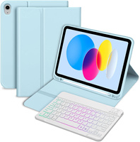 Etui z podświetlaną klawiaturą bluetooth do iPad 10.9" 2022 (10 gen.) / iPad 11" 2025 A16 (11 gen.), niebieskie