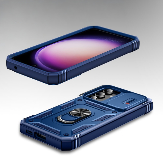 Etui pancerne do Samsung Galaxy S23 FE, CamShield Slide, niebieskie