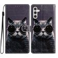 Etui z klapką do Samsung Galaxy A25 5G, Wallet, Cat, czarne + szkło 9H