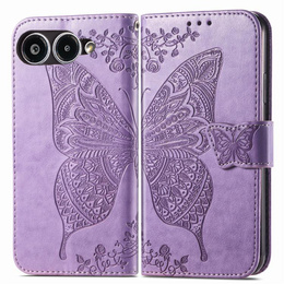 Etui z klapką do T Phone 3 5G, Butterfly, fioletowe