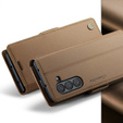 Etui z klapką CASEME do Samsung Galaxy Z Fold6 5G, Litchi Wallet, brązowe