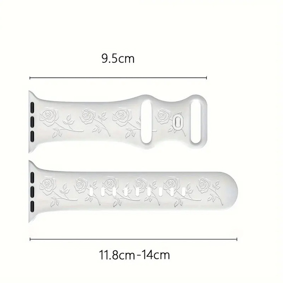 Pasek Silikonowy do Apple Watch 1/2/3/4/5/6/7/8/9/10/11/SE 38/40/41/42mm, Rose, Biały