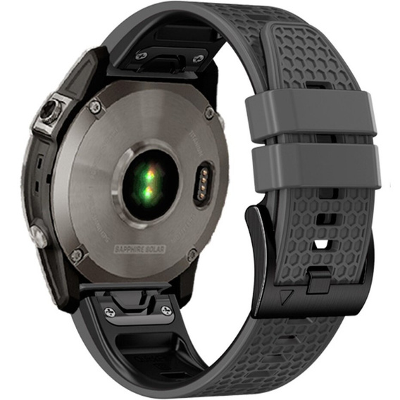 Pasek Silikonowy do Garmin Fenix 5/6/7 Forerunner 965/955/945/935 22mm, Szary / Czarny