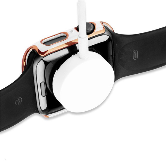 2w1 Etui + Szkło Hartowane do Apple Watch 7/8/9 45mm - Biały / Złoty