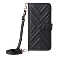 Etui z klapką do Realme 14 Pro+ 5G, Crossbody Leather Wallet, czarne