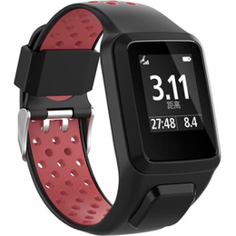 Pasek Silikonowy do TomTom Runner Spark 2/3, Czarny, Czerwony