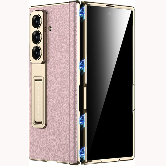 Etui GKK do Samsung Galaxy Z Fold7 5G ze szkłem i podstawką – różowe