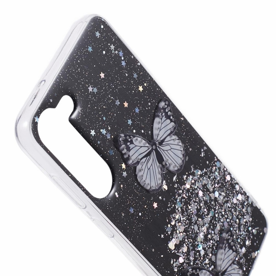 Etui do Samsung Galaxy S24, Glitter Butterfly, czarne