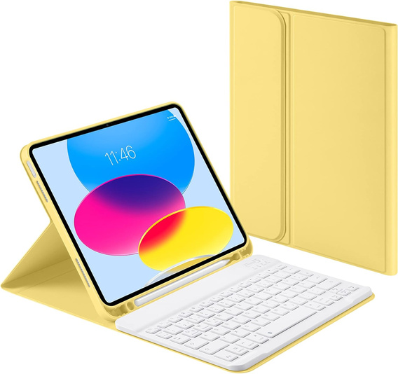 Etui z podświetlaną klawiaturą bluetooth do iPad 10.9" 2022 (10 gen.) / iPad 11" 2025 A16 (11 gen.), żółte