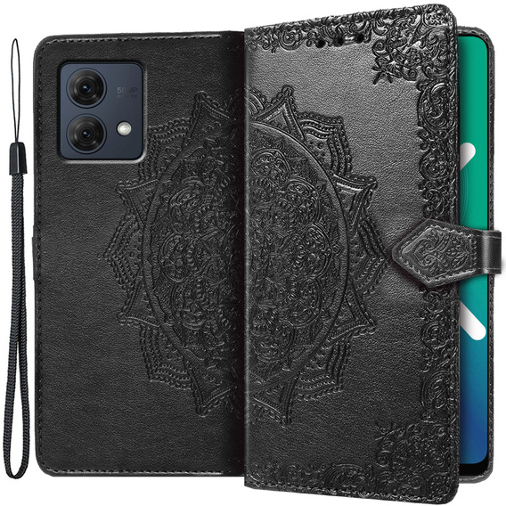 Etui z klapką do Motorola Moto G84, Mandala, czarne