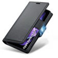 Etui do Oppo Reno 13F / Oppo Reno 13FS, ERBORD Glossy Litchi, portfel z klapką, czarne