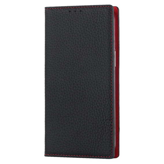 Etui z klapką do iPhone 15 Pro, Litchi Skin Grain, czarne
