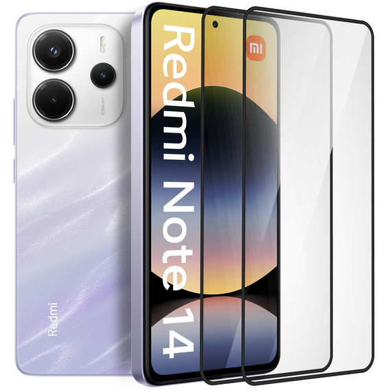 2x Szkło Hartowane do Xiaomi Redmi Note 14 4G, ERBORD 3D pełne, szybka na cały ekran