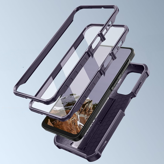 Etui pancerne do Samsung Galaxy A17, Dexnor Full Body (Two Frames), fioletowe